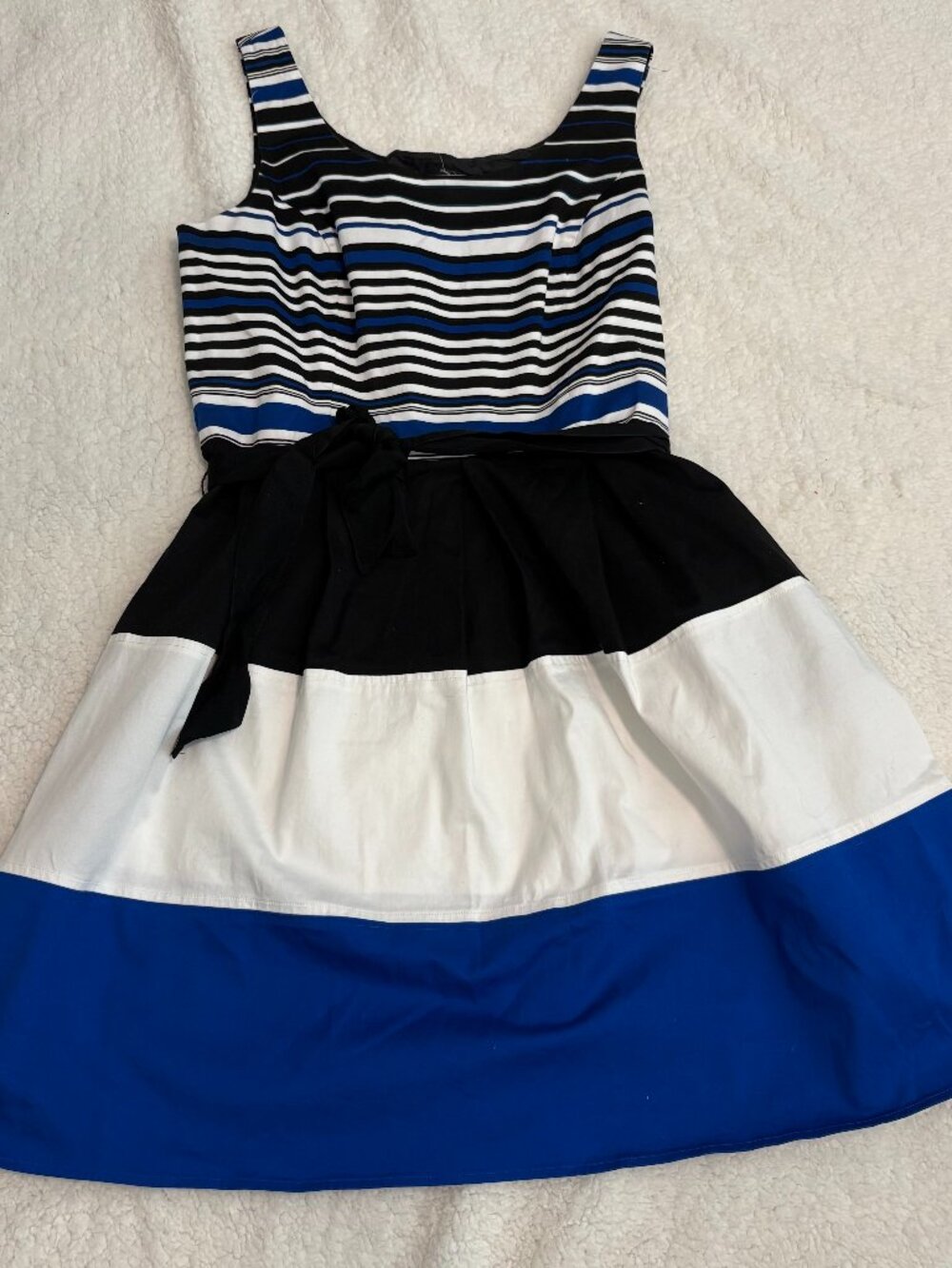 dressbarn Colorblock Striped Sleeveless A Line Fit Flare Dress w pockets Size14